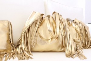 fringe tote gold